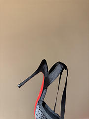 Okify Christian Louboutin Black Satin Ballet Heels With Crystal 11cm - 5
