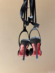 Okify Christian Louboutin Black Satin Ballet Heels With Crystal 11cm - 6