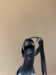 Okify Christian Louboutin Black Satin Ballet Heels With Crystal 11cm - 3