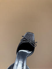 Okify Christian Louboutin Black Satin Ballet Heels With Crystal 11cm - 2