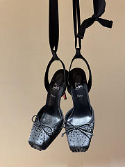 Okify Christian Louboutin Black Satin Ballet Heels With Crystal 11cm - 1