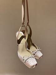 Okify Christian Louboutin Beige Satin Ballet Heels With Crystal 11cm - 6