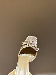 Okify Christian Louboutin Beige Satin Ballet Heels With Crystal 11cm - 4