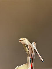 Okify Christian Louboutin Beige Satin Ballet Heels With Crystal 11cm - 3