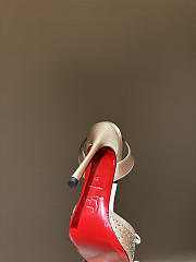 Okify Christian Louboutin Beige Satin Ballet Heels With Crystal 11cm - 2