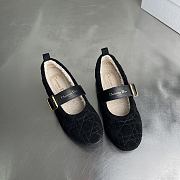 Okify Dior Dioralps Frost Black Suede Ballet Shoes  - 1