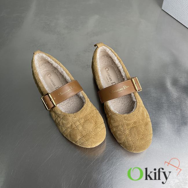 Okify Dior Dioralps Frost Brown Suede Ballet Shoes  - 1