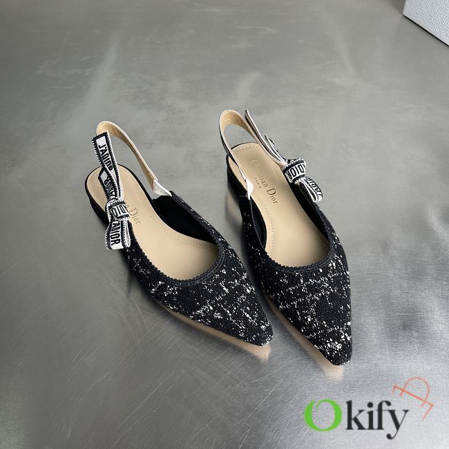 Okify Dior Black Tweed Slingback  - 1
