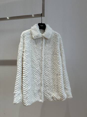 Okify Fendi White Mink Fur Coat 