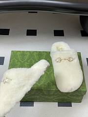 Okify Gucci White Horsebit Wool Slippers  - 3