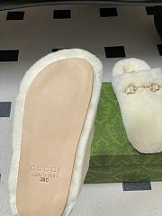 Okify Gucci White Horsebit Wool Slippers  - 2