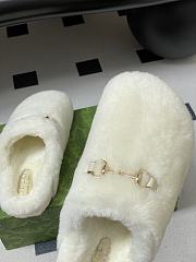 Okify Gucci White Horsebit Wool Slippers  - 4