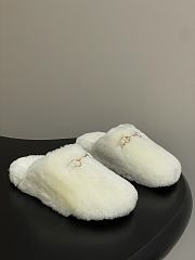 Okify Gucci White Horsebit Wool Slippers  - 1
