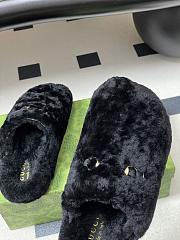 Okify Gucci Black Horsebit Wool Slippers  - 6