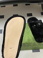 Okify Gucci Black Horsebit Wool Slippers  - 3