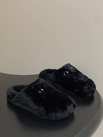 Okify Gucci Black Horsebit Wool Slippers 