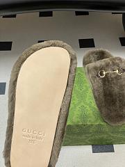 Okify Gucci Dark Olive Green Horsebit Wool Slippers  - 6