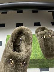 Okify Gucci Dark Olive Green Horsebit Wool Slippers  - 3