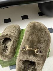 Okify Gucci Dark Olive Green Horsebit Wool Slippers  - 2