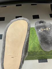 Okify Gucci Gray Horsebit Wool Slippers  - 5