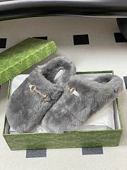 Okify Gucci Gray Horsebit Wool Slippers  - 6