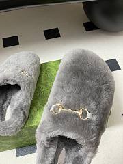 Okify Gucci Gray Horsebit Wool Slippers  - 3
