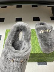 Okify Gucci Gray Horsebit Wool Slippers  - 4