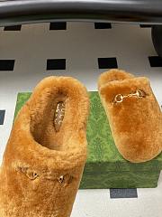 Okify Gucci Orange Horsebit Wool Slippers  - 5