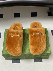Okify Gucci Orange Horsebit Wool Slippers  - 6