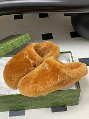 Okify Gucci Orange Horsebit Wool Slippers  - 2