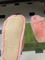 Okify Gucci Pink Horsebit Wool Slippers  - 6