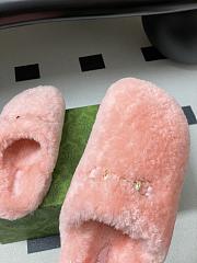 Okify Gucci Pink Horsebit Wool Slippers  - 3