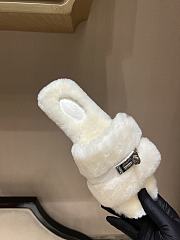 Okify Hermes White Wool Slides 26534 - 4