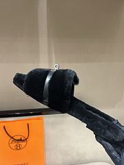 Okify Hermes Black Wool Slides 26535 - 3