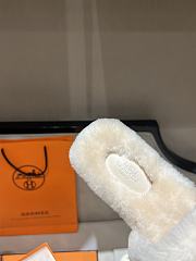 Okify Hermes Beige Wool Slides 26536 - 2