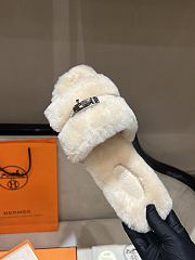 Okify Hermes Beige Wool Slides 26536 - 4