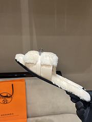 Okify Hermes Beige Wool Slides 26536 - 6