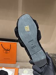 Okify Hermes Black Wool Slides 26537 - 5