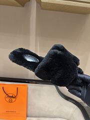 Okify Hermes Black Wool Slides 26537 - 2
