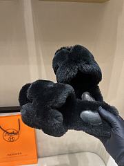 Okify Hermes Black Wool Slides 26537 - 1