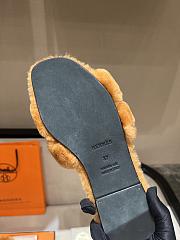 Okify Hermes Brown Wool Slides 26538 - 6