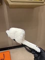 Okify Hermes White Wool Slides 26539 - 5