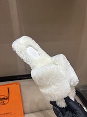 Okify Hermes White Wool Slides 26539 - 4