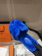 Okify Hermes Blue Wool Slides 26540 - 2