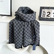 Okify Louis Vuitton Damier Black And Gray Cashmere Scarf 180x32cm - 2