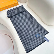 Okify Louis Vuitton Damier Black And Gray Cashmere Scarf 180x32cm - 3