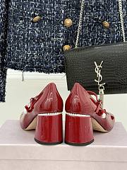 Okify Jimmy Choo Red Mary Jane Heels With Pearl - 6