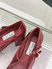 Okify Jimmy Choo Red Mary Jane Heels With Pearl - 5