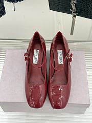Okify Jimmy Choo Red Mary Jane Heels With Pearl - 2