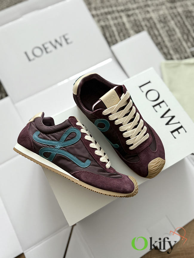 Okify Loewe Dark Burgundy Sneakers  - 1